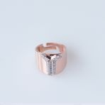 Y Harfi Baget Taşlı Rose Gold Kaplama Gümüş Yüzük