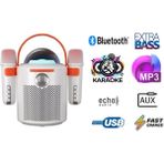 Y13 Mikrofonlu Rgb Ledli Taşınabilir Bluetooth Hoparlör Çift Mikrofonlu Süper Bass - Beyaz