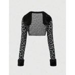 Y2K Grunge Patchwork Leopar Tüylü Gri Ceket - 36 - 0 - Siyah