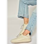 Y999255803 Bej Hakiki Deri Kadın Spor Ayakkabı Sneakers