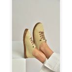 Y999364002 Bej Hakiki Deri Süet Kadın Spor Ayakkabı Sneakers