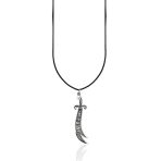 Ya Ali Yazılı Karartma Gümüş Zülfikar Kolye Ucu 4.7X1.1cm [Oyot339]