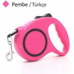 Yacel Sj Makaralı Otomatik 5 Metre Geri Çekilebilen Kedi ve Köpek Gezdirme Tasması / Max 15 kg - Pembe