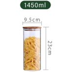 Yaci Shop 1450ML Stili Ahşap Kapaklı Depolama Tankı Gıda Kabı Cam Hava Geçirmez Teneke Kutu Mutfak Saklama Şişeleri Kavanoz Mühürlü Gıda Konteyner Çay Kahve Çekirdekleri (Yurt Dışından) - gıda saklama şişeleri - Renkli