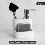 Yaci Shop Beyaz Stil 100ML Mutfak Sabunluk Süngerlik Fırça Tutucu Bulaşık Sünger ve Bru Dahil Sıvı El Bulaşık Sabunu Dispenseri (Yurt Dışından) - Renkli