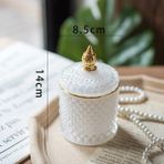 Yaci Shop Beyaz Stil Fransız Sanat Lüks Renkli Cam Saklama Kavanoz Aromaterapi Kapaklı Şişe Minimalist Ev Çubukla Pamuk Mücevher Saklama Kutusu (Yurt Dışından) - gıda saklama şişeleri