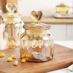 Yaci Shop C Küçük Stil Şeffaf Kalp Şeklinde Kapaklı Cam Konteyner Amber Cam Mühürlü Kavanoz Saklama Şişesi Kahve Çekirdeği Mutfak Gıda Saklama Kapları (Yurt Dışından) - gıda saklama şişeleri - Renkli