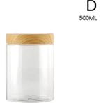 Yaci Shop D Stili Mühürlü Mason Şeker Kavanoz Baharatlar Plastik Bambu Kapaklı Konteyner Cam Kapaklı Çerez Mutfak Şeker Fındık Depolama (Yurt Dışından) - gıda saklama şişeleri - Renkli