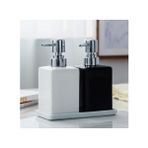 Yaci Shop E Tarzı 320ML Seramik Duş Jeli Şişesi Seramik Banyo Aksesuarları Seti El Dezenfektanı Şişesi Sıvı Sabunluk Ahşap Tepsi ile (Yurt Dışından) - Renkli - 1