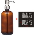 Yaci Shop F Tarzı 250 ml Kalın Amber Sabunluk Cam Kavanoz Etiketli Mat Siyah Paslanmaz Çelik Pompa Esansiyel Yağı Losyon Sabun Şişesi ml (Yurt Dışından) - Renkli