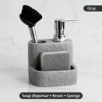 Yaci Shop Gri Tarzı 100ML Mutfak Sabunluk Süngerlik Fırça Tutucu Bulaşık Sünger ve Bru Dahil Sıvı El Bulaşık Sabunu Dispenseri (Yurt Dışından) - Renkli
