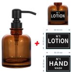 Yaci Shop Kaş Stili Etiketli Cam El Sabunu Dispenseri Banyo Mutfak Losyonu Sabunluk Şeffaf Boston Paslanmaz Çelik Pompa Şampuan Şişesi (Yurt Dışından) - Renkli - 1