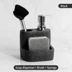 Yaci Shop Siyah Stil 100ML Mutfak Sabunluk Süngerlik Fırça Tutucu Bulaşık Sünger ve Bru Dahil Sıvı El Bulaşık Sabunu Dispenseri (Yurt Dışından) - Renkli