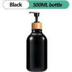 Yaci Shop Siyah Stil Eczacı Şampuan ve Saç Kremi Dispenseri Banyo Duş Sabunluk Bambu Pompa Sabun Şişesi Ev Dekor (Yurt Dışından) - Renkli - 1