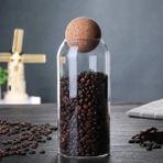 Yaci Shop Top Büyük 1200ML Stili Mutfak Kare Cam Mühürlü Kavanoz Kahve Çekirdeği Saklama Kabı Tahta Kaşık Baharat Şişesi Taze Tutma Organizatör (Yurt Dışından) - gıda saklama şişeleri - Renkli