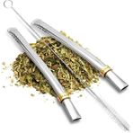 Yaci Shop Yerba Mate Bombilla Hasır 2'li Temizleme Fırçalı Set | Yeniden Kullanılabilir Paslanmaz Çelik Pipetler | Mate Gourdcup Için Bombilla Seti (Yurt Dışından) - çay süzgeci
