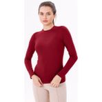 Yade Fashion Kadın Uzun Kol Body - Bisiklet Yaka - Bordo - 2XL