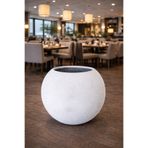 Yades Büyük Boy Beyaz Yuvarlak Dekoratif Saksı – Dayanıklı Fiberglass Modern Tasarım