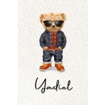 Yadiel: Cahier personnalisé avec prénom Yadiel | Cadeau d'anniversaire pour enfant, garçon, homme, copain ... | Nounours | 110 pages lignée, Petit Format 6x9 pouces (15,24 x 22,86 cm)