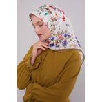 Yağ Yeşili Çiçek Dalı Desen Soft Eşarp