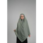 Yağ Yeşili Pratik Hazır Geçmeli Tesettür Eşarp Krep Bağcıklı Çift Katlı Sufle Hijab 2314 36