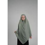 Yağ Yeşili Pratik Hazır Geçmeli Tesettür Eşarp Krep Bağcıklı Sufle Hijab 2313 36