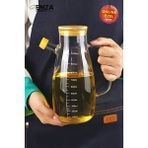 Yağdanlık & Sirkelik Cam Bambu Kapaklı - Renkli - 1 lt