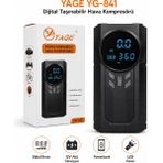 Yage YG-841 Dijital Taşınabilir Hava Kompresörü | 12V Akü Takviye, Lastik Şişirme, Powerbank, LED Fener, Dijital Ekran