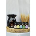 Yağevi Buhurdanlıklı Uçucu Yağ Seti Lavanta Limon Çay Ağacı Okaliptus Karanfil 5x5 ml