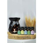 Yağevi Buhurdanlıklı Uçucu Yağ Seti Lavanta Nane Limon Çay Ağacı Okaliptus 5x5 ml