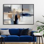 Yağlı Boya Dokulu Tablo Gri Bej Lacivert Soyut Siyah Çerçeveli 90 x 120 cm U08002