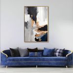 Yağlı Boya Dokulu Tablo Kahve Siyah Altın Soyut Altın Çerçeveli 90 x 120 cm U08073