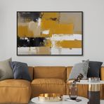 Yağlı Boya Dokulu Tablo Kahve Siyah Soyut Siyah Çerçeveli 100 x 150 cm U08024