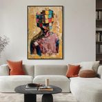 Yağlı Boya Dokulu Tablo Küpler Modern Portre Siyah Çerçeveli 70 x 100 cm U05020