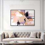 Yağlı Boya Dokulu Tablo Lila Bej Soyut Siyah Çerçeveli 90 x 120 cm U08018