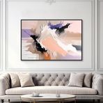Yağlı Boya Dokulu Tablo Lila Bey Soyut Siyah Çerçeveli 70 x 100 cm U08053