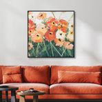 Yağlı Boya Dokulu Tablo Modern Gelincikler Siyah Çerçeveli 60 x 60 cm U02011