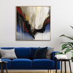 Yağlı Boya Dokulu Tablo Renkli Kare Soyut Altın Çerçeveli 60 x 60 cm U08098