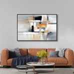 Yağlı Boya Dokulu Tablo Siyah Bej Gri Soyut Siyah Çerçeveli 50 x 70 cm U08077