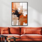 Yağlı Boya Dokulu Tablo Siyah Kahve Beyaz Soyut Siyah Çerçeveli 100 x 150 cm U08056
