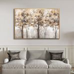 Yağlı Boya Dokulu Tablo Sonbahar Kahverengi Sarı Ağaçlar Altın Çerçeveli 140 x 210 cm U01002