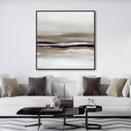 Yağlı Boya Dokulu Tablo Soyut Bej Manzara Siyah Çerçeveli 140 x 140 cm U08129