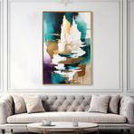 Yağlı Boya Dokulu Tablo Soyut Manzara Altın Çerçeveli 90 x 120 cm U08044