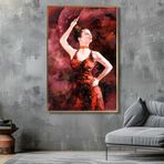 Yağlı Boya Dokulu Tablo Yelpazeli İspanyol Dansçı Kadın Altın Çerçeveli 140 x 210 cm U05024
