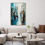 Yağlı Boya Dokulu Tablo Yeşil Siyah Beyaz Soyut Altın Çerçeveli 140 x 210 cm U08064