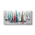 Yağlı Boya Görünümlü Yelkenliler Tablosu 120 x 60
