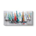 Yağlı Boya Görünümlü Yelkenliler Tablosu 160 x 80