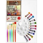 Yagli Boya Hobi Boyama Seti 1 Paket 25X35 Cm Tuval 12 Li Yagli Boya Tup Resim Paleti Firca Seti 6 Li