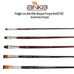 Yağlı ve Akrilik Boya Fırça Seti (12) Karma Fırça