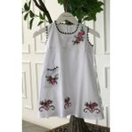 Yağmur Butik Kız Çocuk Çiçek Işlemeli Otantik Kolsuz Elbise Beyaz Renkli Şık Tasarım ile Özel Günler İçin - 5 - 6 Yaş